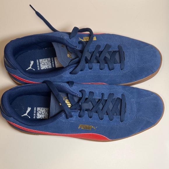 PUMA Blue Suede Sneakers Men’s Size 12 (EU 46) Red Stripe - Picture 13 of 15